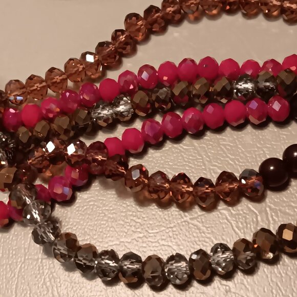 Charlie Paige asymmetric multicolor multi-strand beaded necklace w/ earrings - Picture 4 of 11